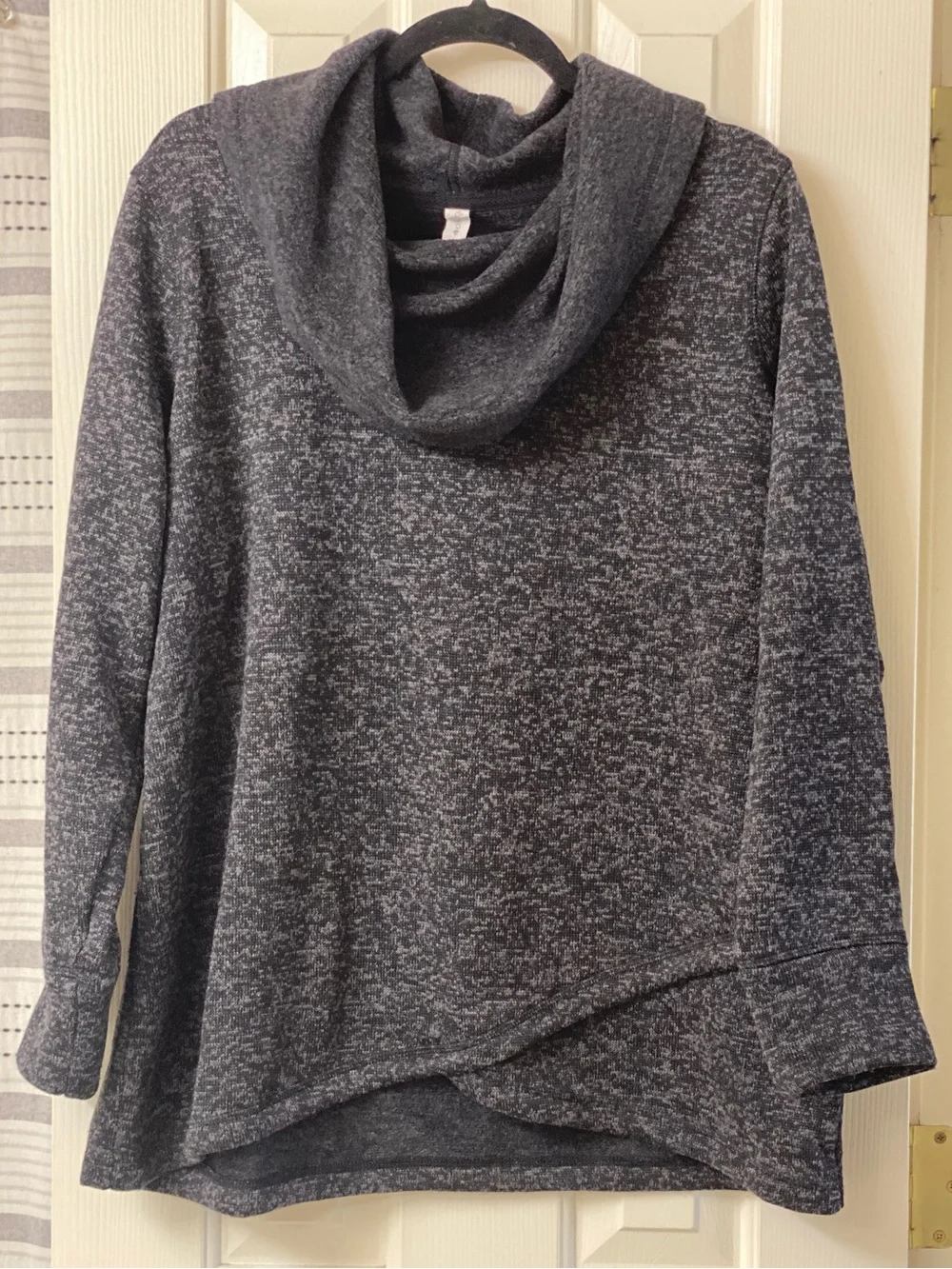 Ideology Charcoal Gray & Black Heather Cowl Neck Fleece Sweater Top Size 1X
